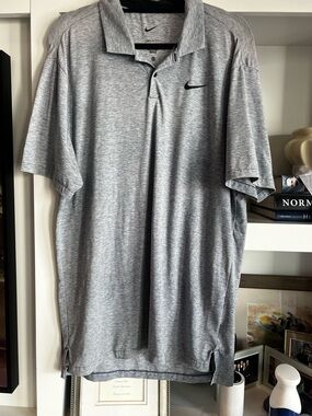 Nike Gray Heather Polo with Black Swoosh